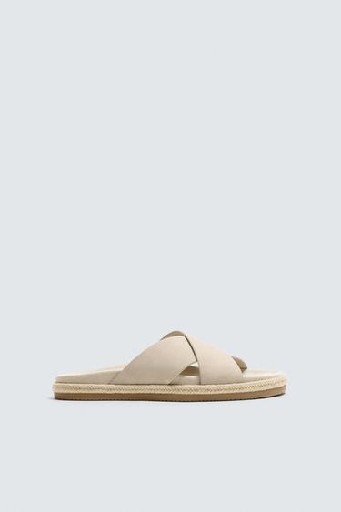 CROSSOVER LEATHER SANDALS - Ecru White by Zara
