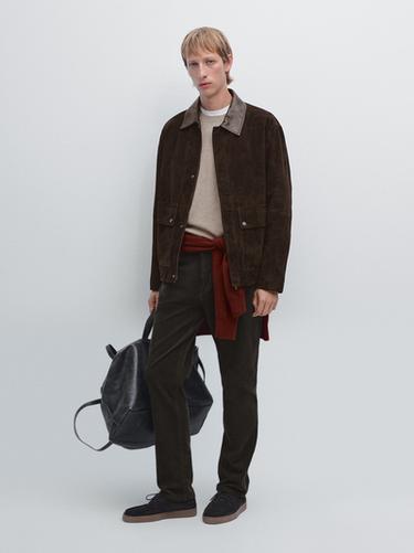 Pantalón tejanero pana slim fit - Gris de Zara
