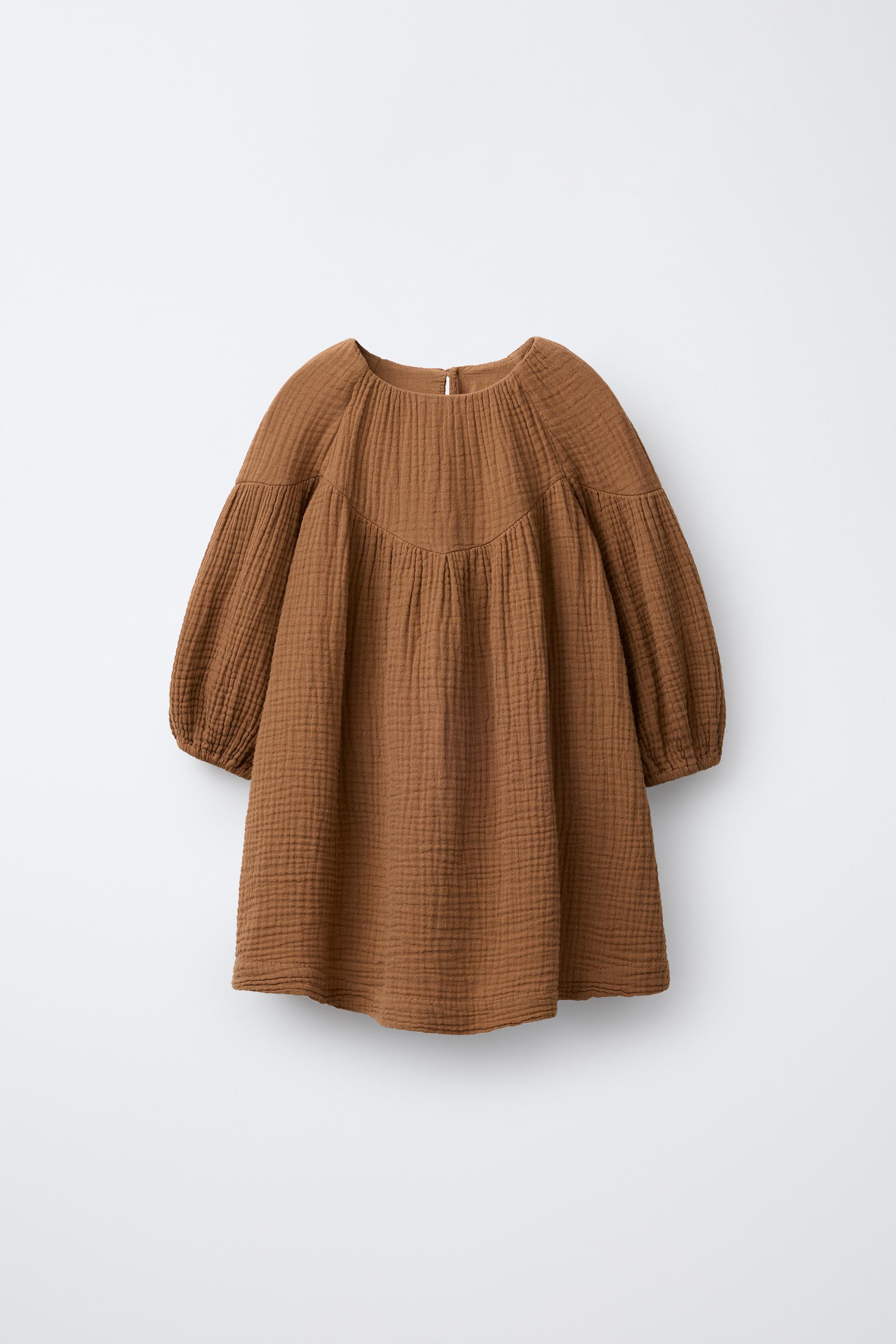 COTTON GAUZE DRESS - Caramel | ZARA United States