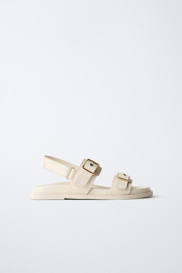 BUCKLED SANDALS - Ecru White by Zara