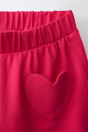 PANTALÓN BARREL PIQUE BOLSILLOS CORAZÓN - Rojo medio de Zara
