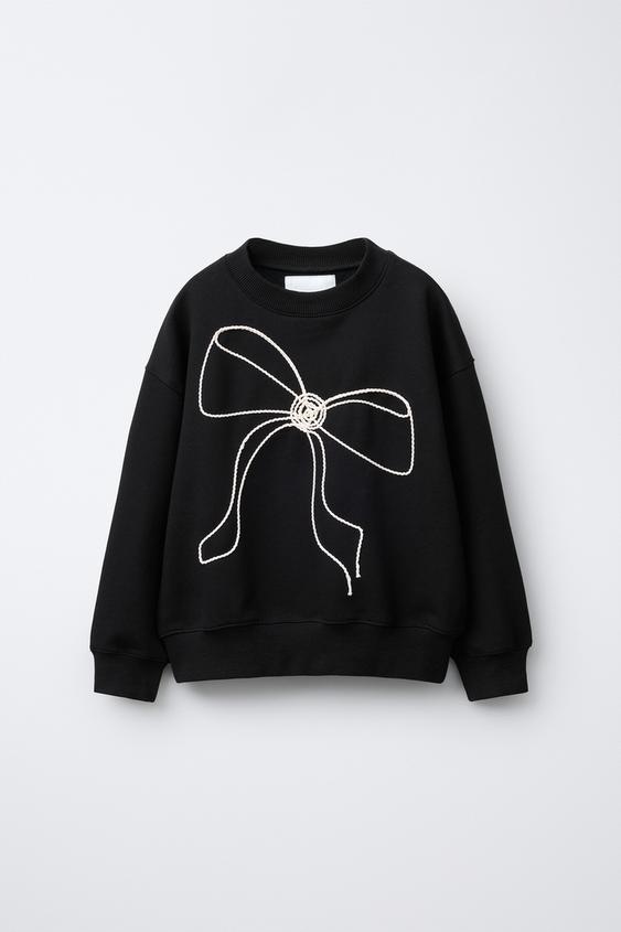 MOLETOM COM LAÇO DE CORDÃO - Preto da Zara - Imagem 0
