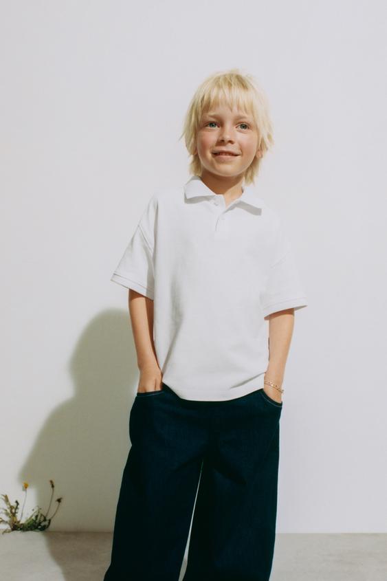 PLAIN PIQUÉ POLO SHIRT - White by Zara - Image 0