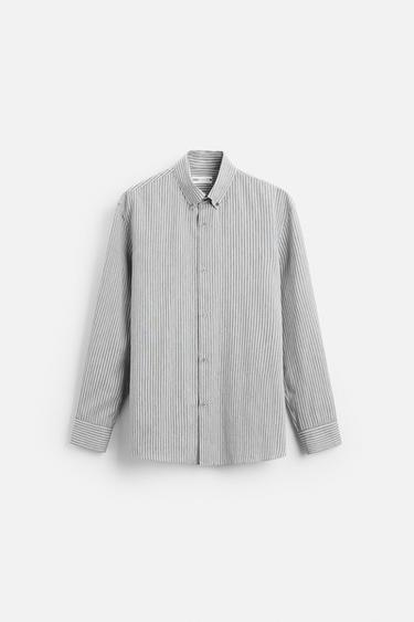 STRIPED FLOWING SHIRT - Greys by Zara