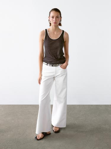 Débardeur double 100 % coton - Marron de Zara