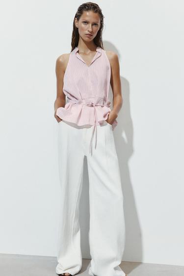 STRIPED HALTER TOP - Light pink by Zara - Image 0