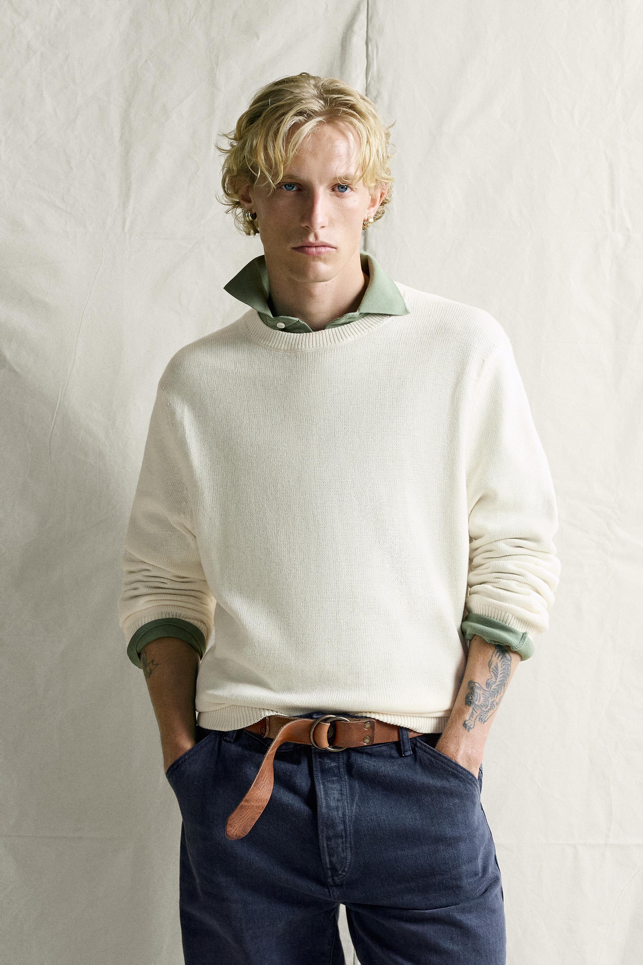 COTTON-LINEN REGULAR FIT SWEATER