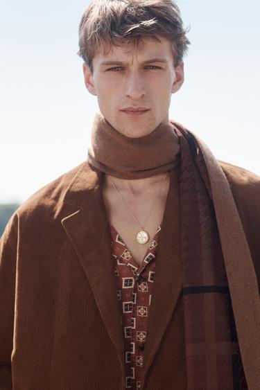 Zara STRIPED COMBO SCARF LIMITED EDITION - Brick