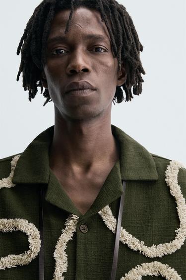 RAISED EMBROIDERY SHIRT - Khaki by Zara - Image 5