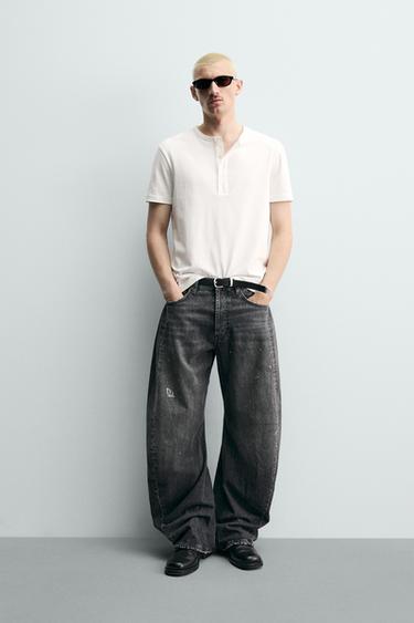 BARREL FIT JEANS WITH TWISTED SEAMS - Charcoal by Zara - Image 0