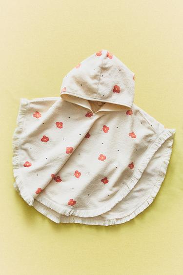 CHILDREN'S FLORAL BEACH PONCHO - Cream by Zara
