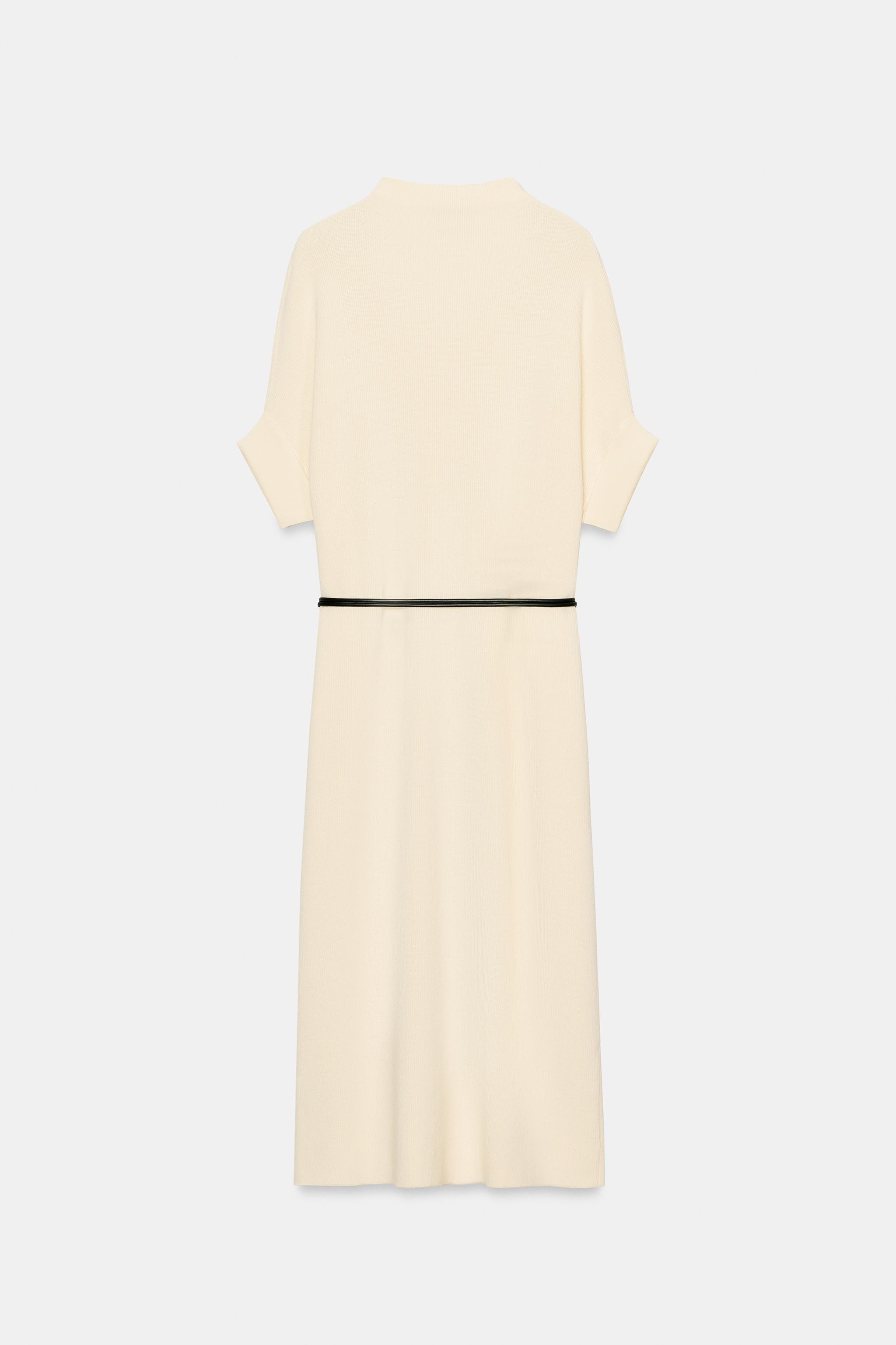 KNIT BELTED DRESS - Mink | ZARA United States