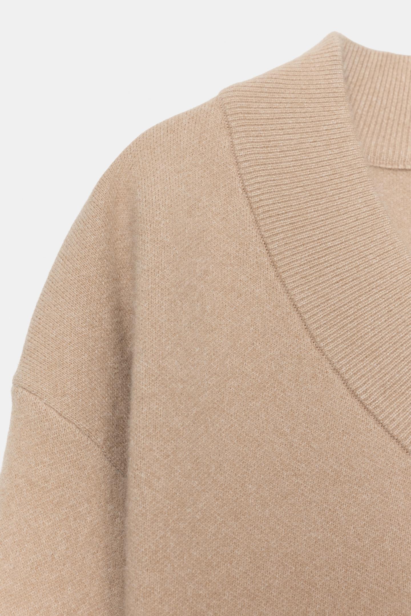 Женский свитер Zara Soft-Touch Knit, цвет: Песочный — фото 10