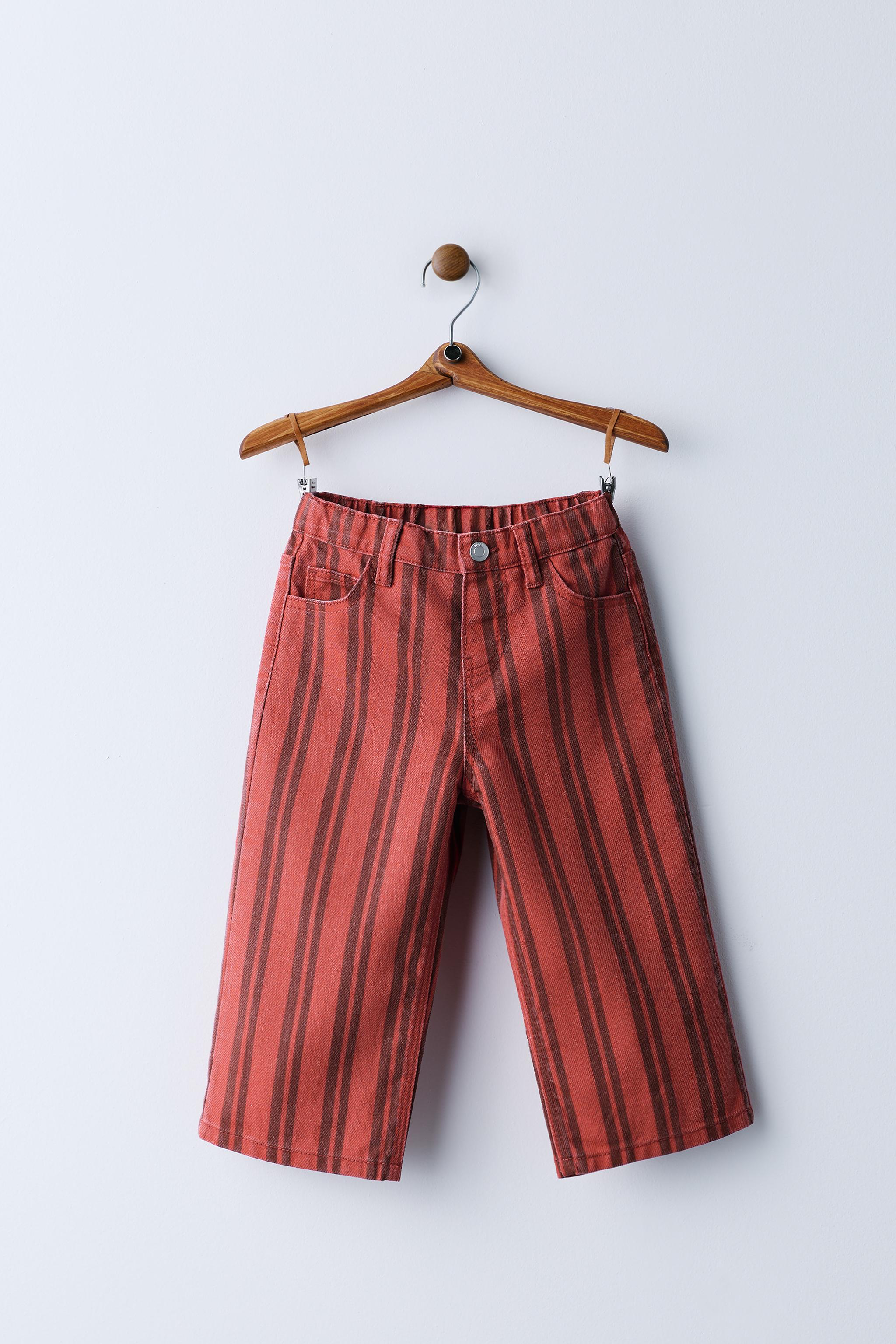 STRIPED CULOTTE TROUSERS — Red