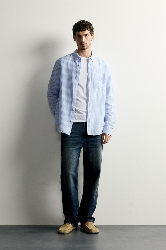 ΠΟΥΚΑΜΙΣΟ REGULAR FIT ΛΙΝΟ - ΒΑΜΒΑΚΙ - ΡΙΓΕ του Zara - Εικόνα 0