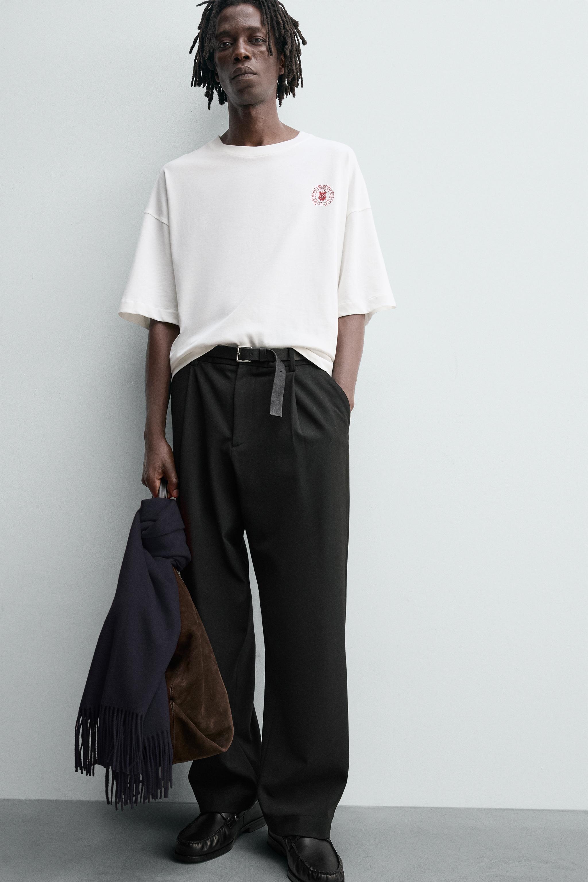 Tシャツ・カットソー Delegant semi-wide pants 4 colors PRINTED TEXT T-SHIRT - White | ZARA United States