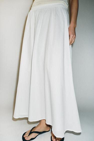 JUPE MI-LONGUE CAPE - Blanc de Zara