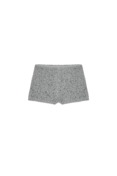 MINI FAUX FUR BEADED SHORTS