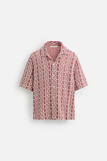 КОШУЛА СО ХЕКЛАНА ТЕКСТУРА - Бела / Црвена од Zara
