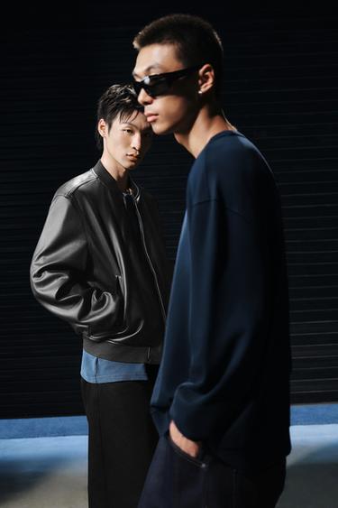 LEATHER EFFECT BOMBER JACKET - Black by Zara