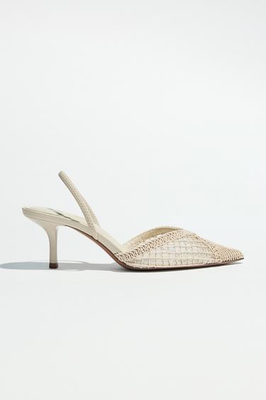 Zara BRAIDED SLINGBACK HEELS - Off White