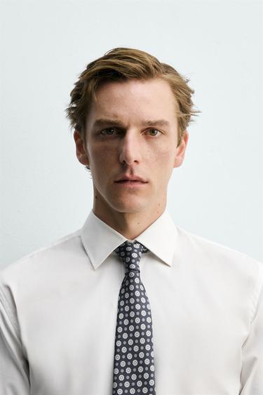 CORBATA JACQUARD GEOMÈTRIC 100% SEDA - Marí de Zara - Imatge 0