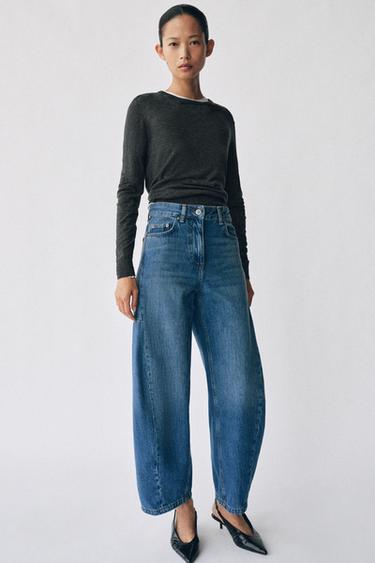 QUẦN JEANS ZW COLLECTION ANKLE RELAXED CẠP LỠ - Màu xanh dịu từ Zara