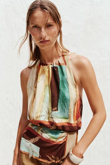 ROBE MI-LONGUE À IMPRIMÉ TROPICAL - Multicolore de Zara - Image 1