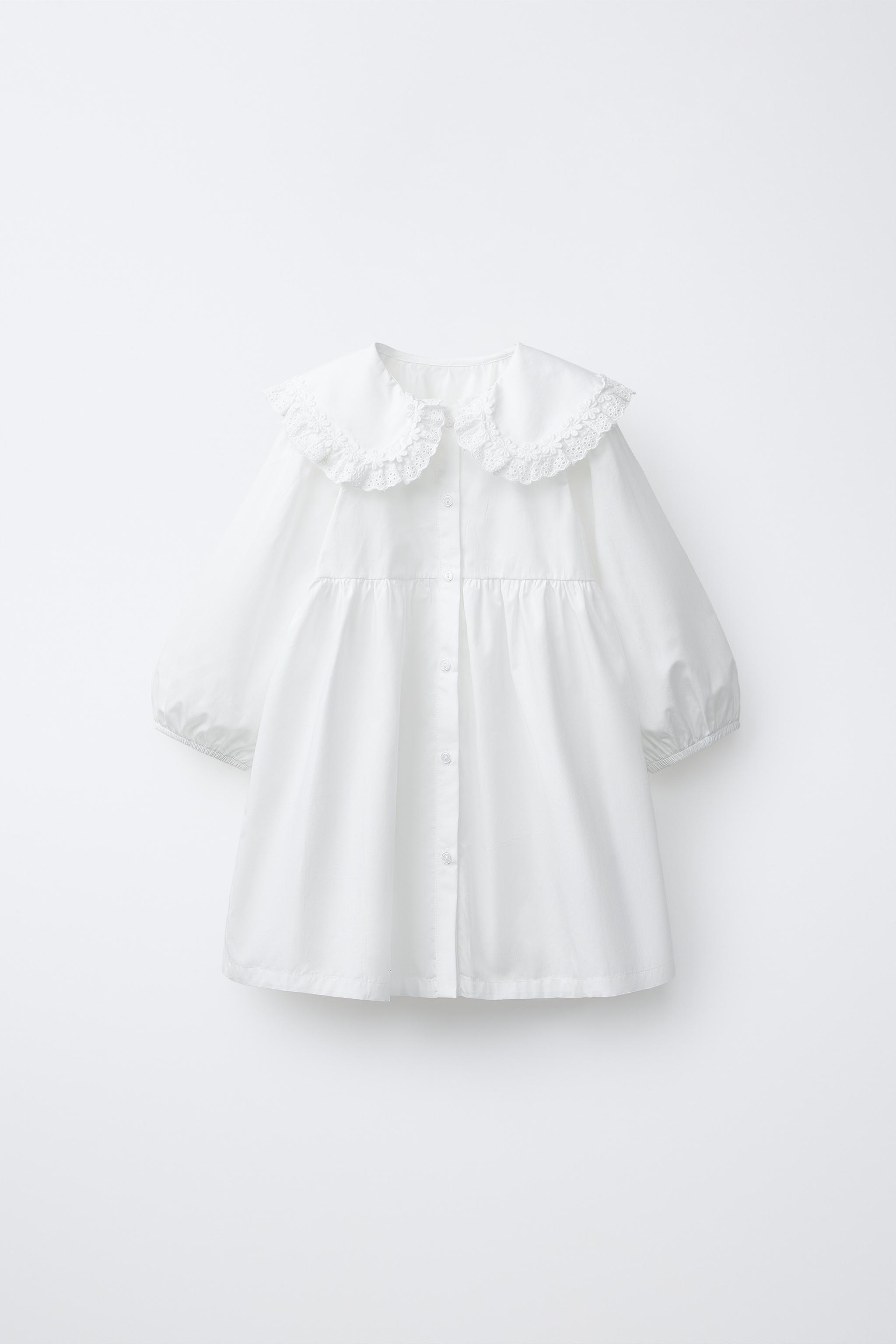 ROBE EN POPELINE COL CLAUDINE BRODÉ