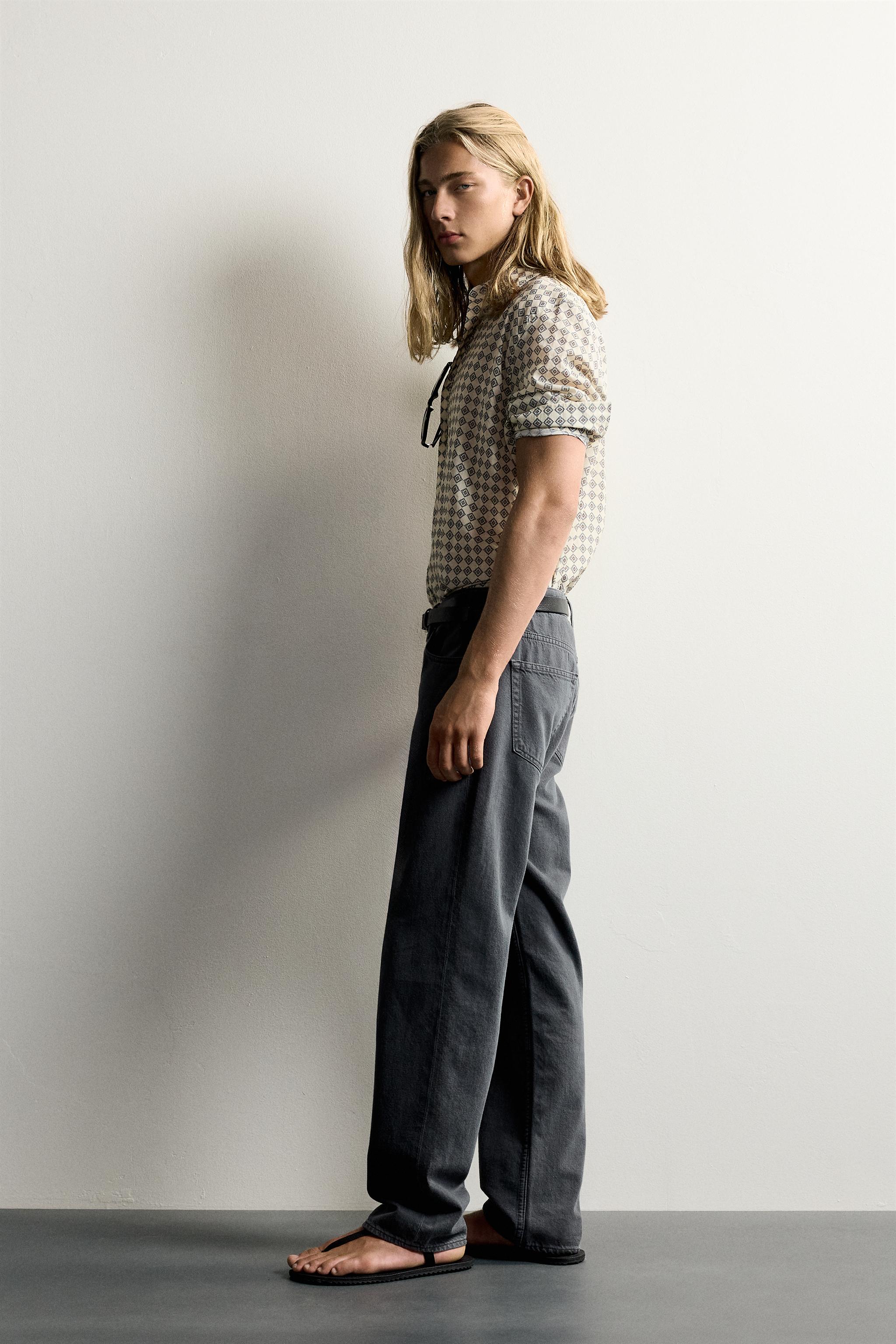 Мужские рубашки Zara GEOMETRIC PRINT RELAXED FIT SHIRT — фото 4