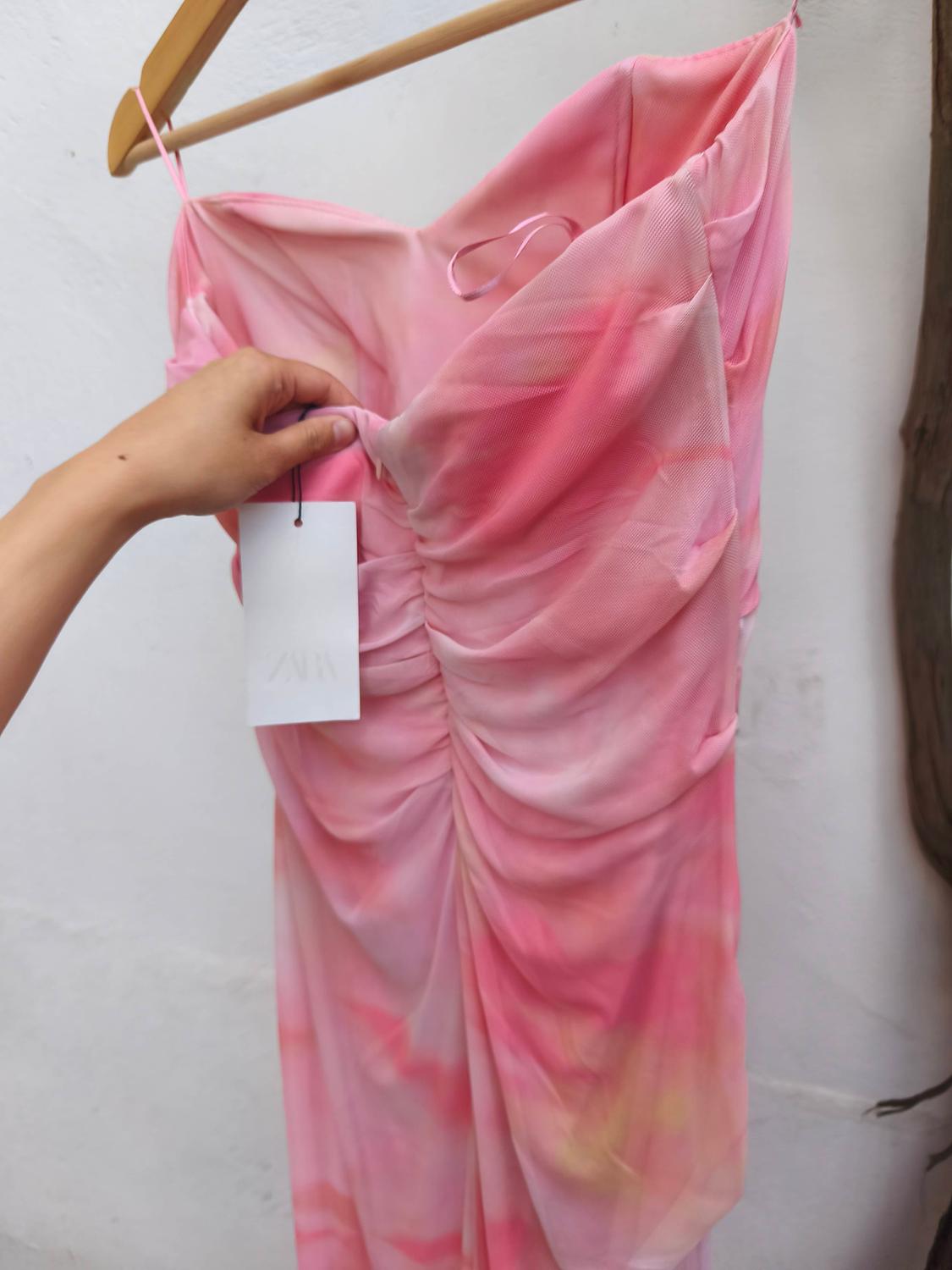 PRINTED STRAPLESS TULLE DRESS - Image 9