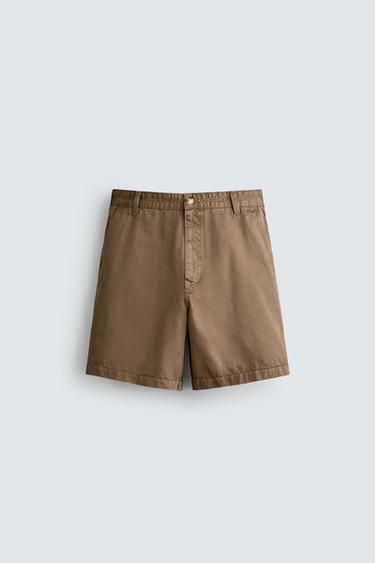 VINTAGE-EFFECT WASHED BERMUDA SHORTS - Light brown by Zara