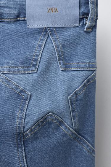 JEANS BOOTCUT À PIÈCES ÉTOILES - Bleu de Zara - Image 3