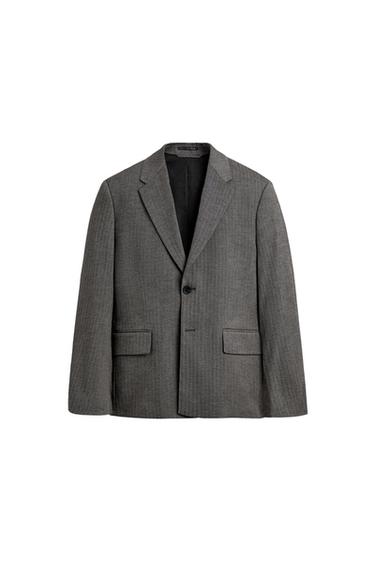 HERRINGBONE SUIT BLAZER - camel by Zara