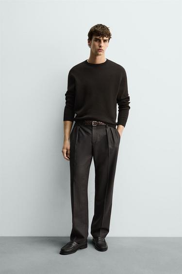 REGULAR FIT BAUMWOLLPULLOVER - Dunkelbraun von Zara