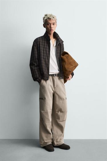 Zara PARACHUTE 傘兵工裝褲 - 灰色