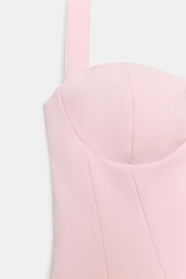 TOP HALTER DÉCOLLETÉ EN CŒUR - Rose clair de Zara - Image 8