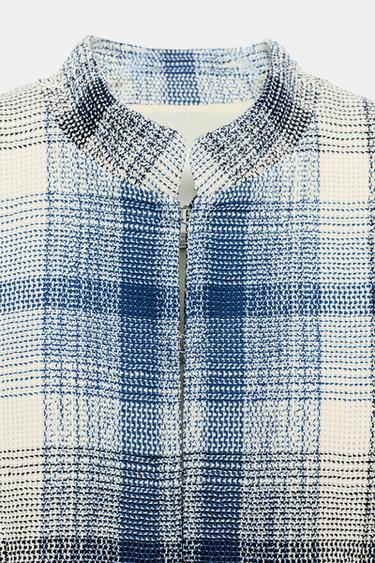 ZW COLLECTION TEXTURED PEPLUM BLAZER - Blue/White by Zara - Image 5