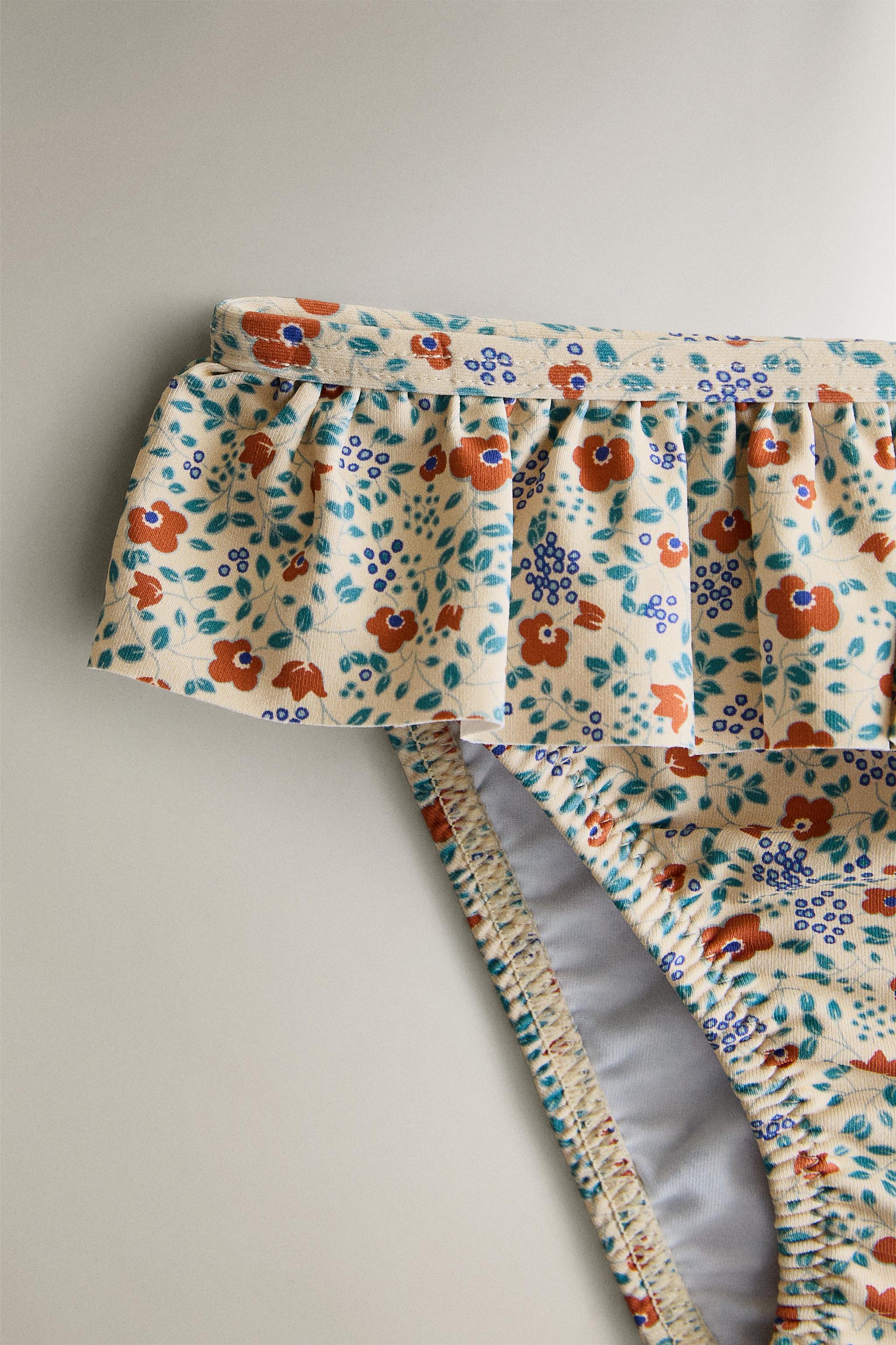 KIDS' TROPICAL FLOWER RUFFLE DIAPER COVER