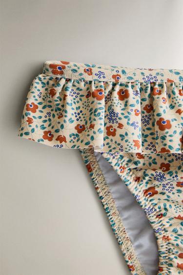 KIDS’ TROPICAL FLORAL RUFFLED BEACH BIKINI BOTTOMS - Sand by Zara - Image 1