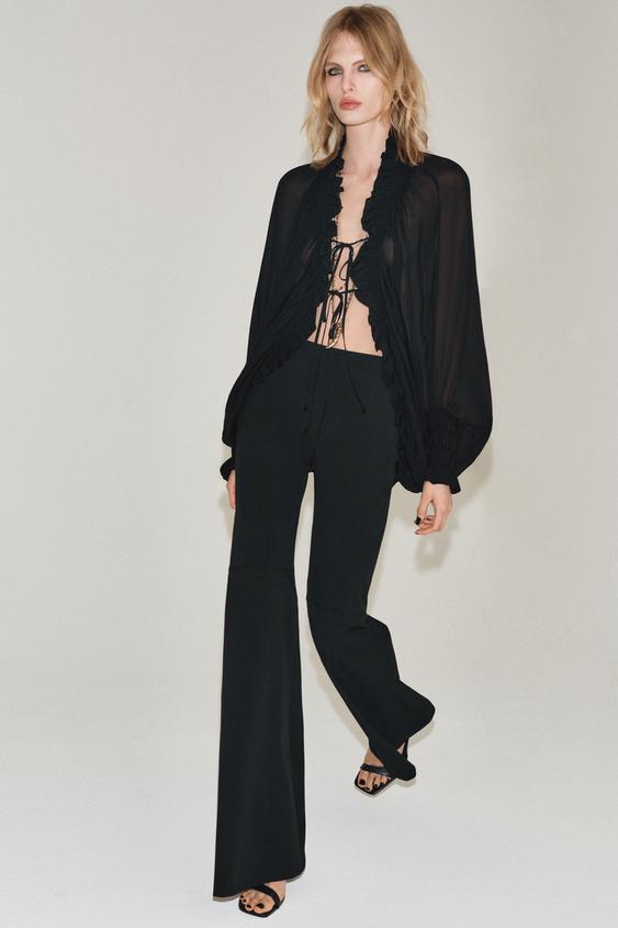 BLOUSE ÉLASTIQUES VOLANTS ZW COLLECTION - Noir de Zara - Image 1