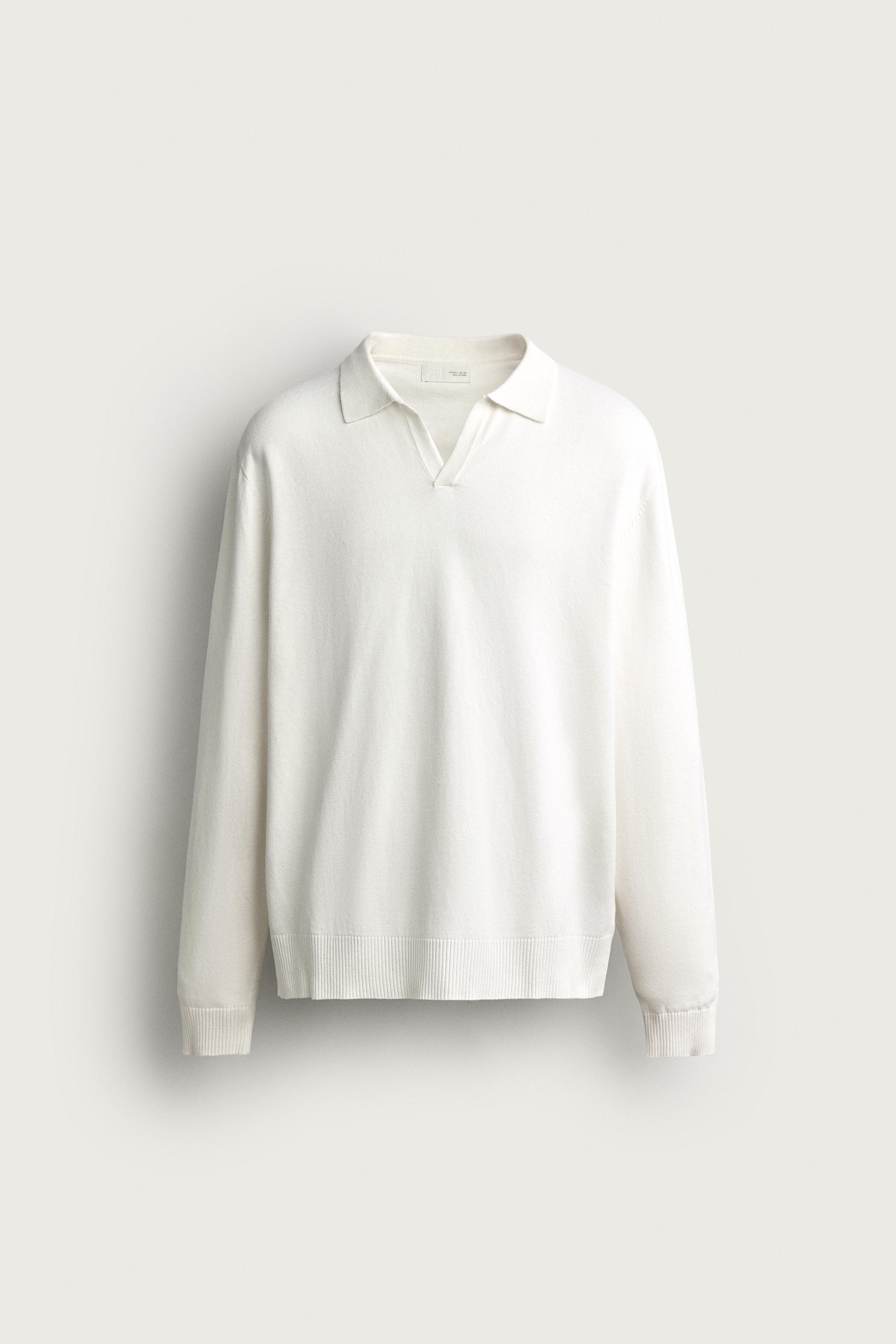 COTTON-LINEN REGULAR FIT KNIT POLO — Ecru