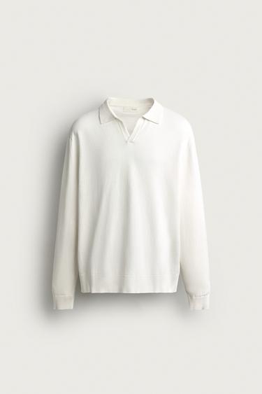 REGULAR-FIT-POLOSHIRT AUS BAUMWOLLE UND LEINEN - Cremefarben von Zara