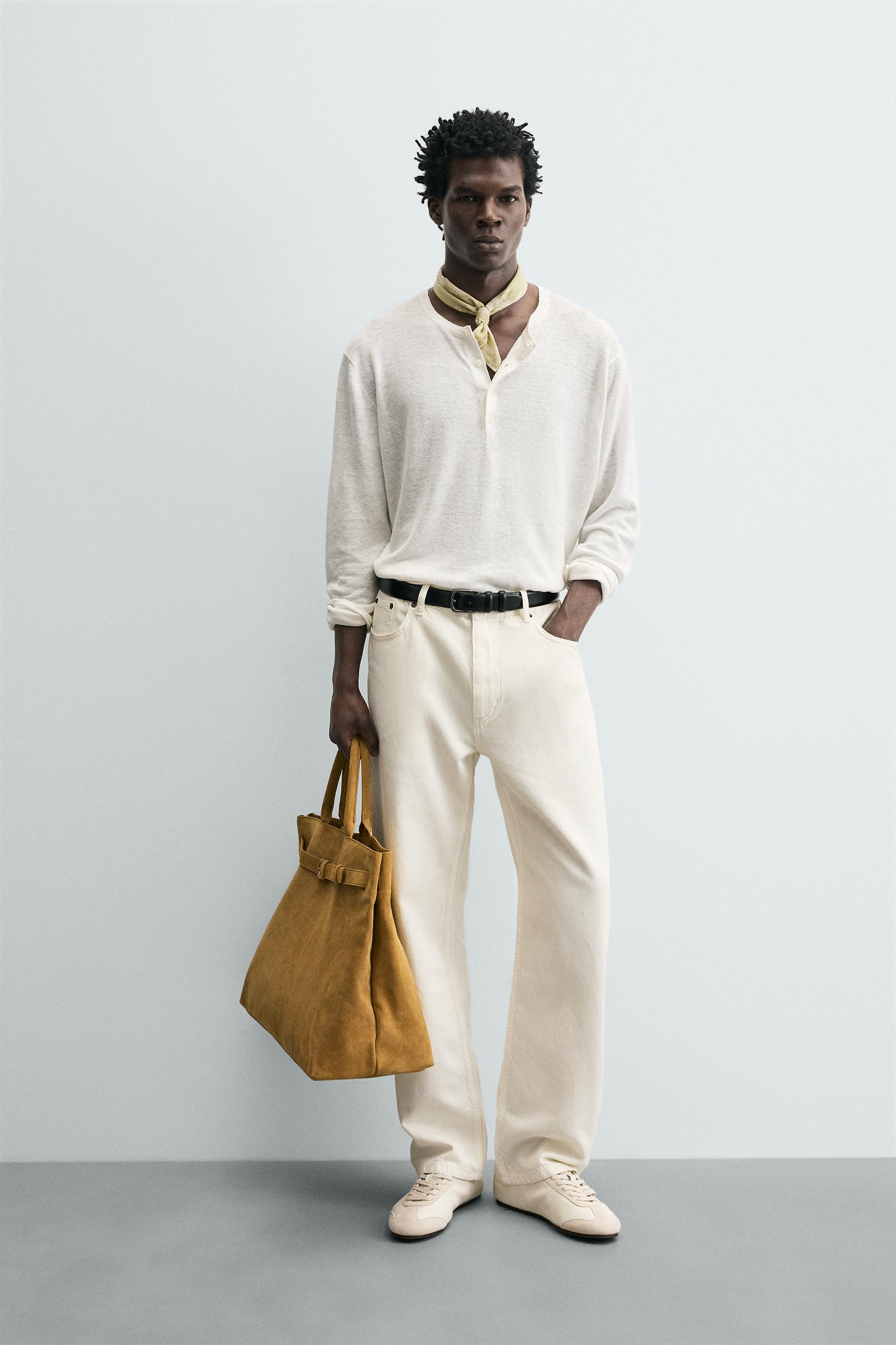 ヘンリーネック100%ヘンプセーター - ライトグリーン | ZARA Japan / 日本