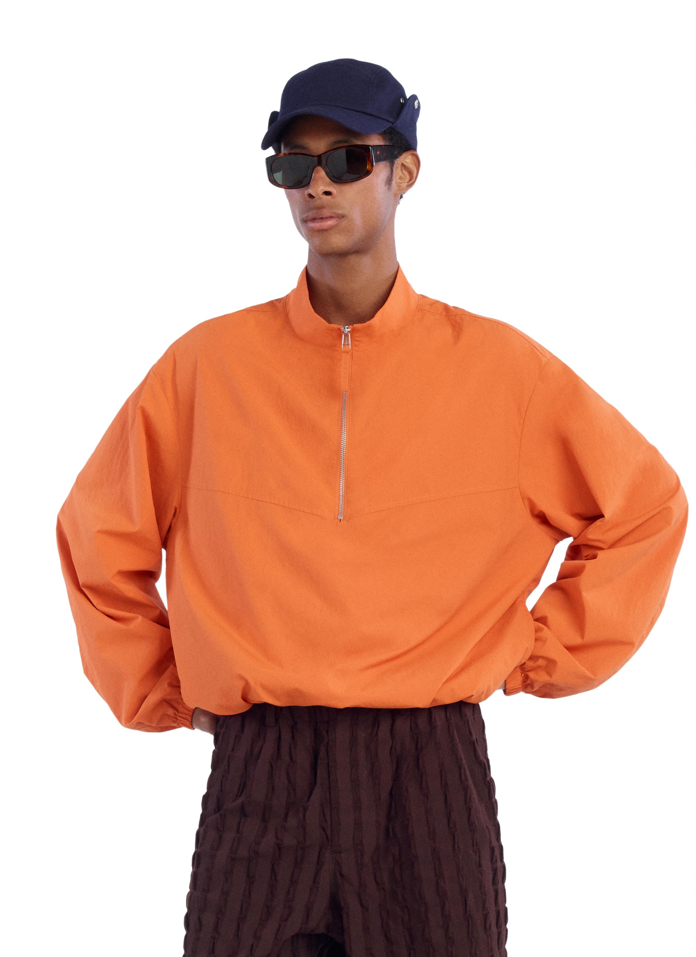 RELAXED FIT WINDPROOF POUCH POCKET JACKET — Orange