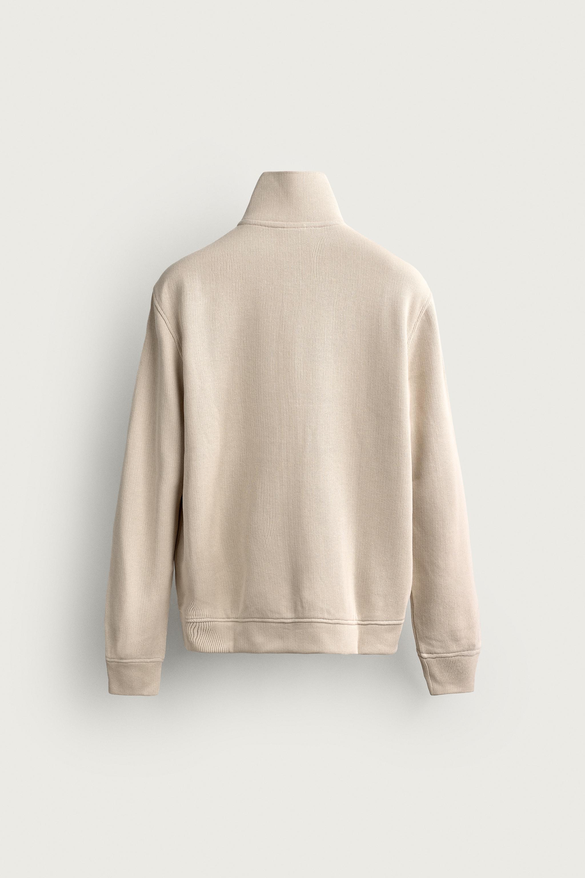 REGULAR FIT ZIP-UP JACKET — Ecru
