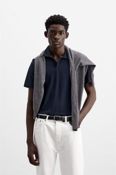 TEXTURED POLO SHIRT - Navy blue by Zara