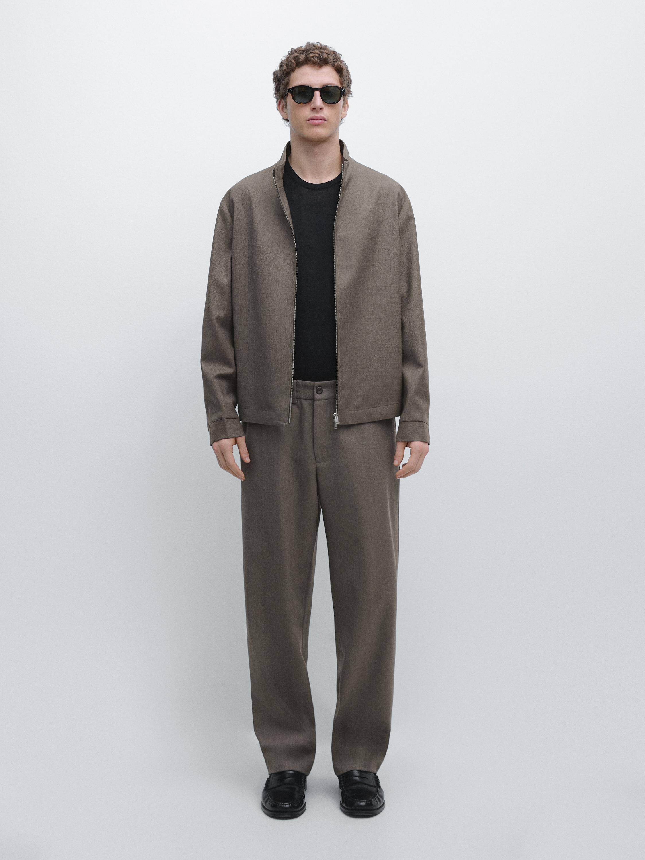 Cool wool blend trousers — Mid-ecru