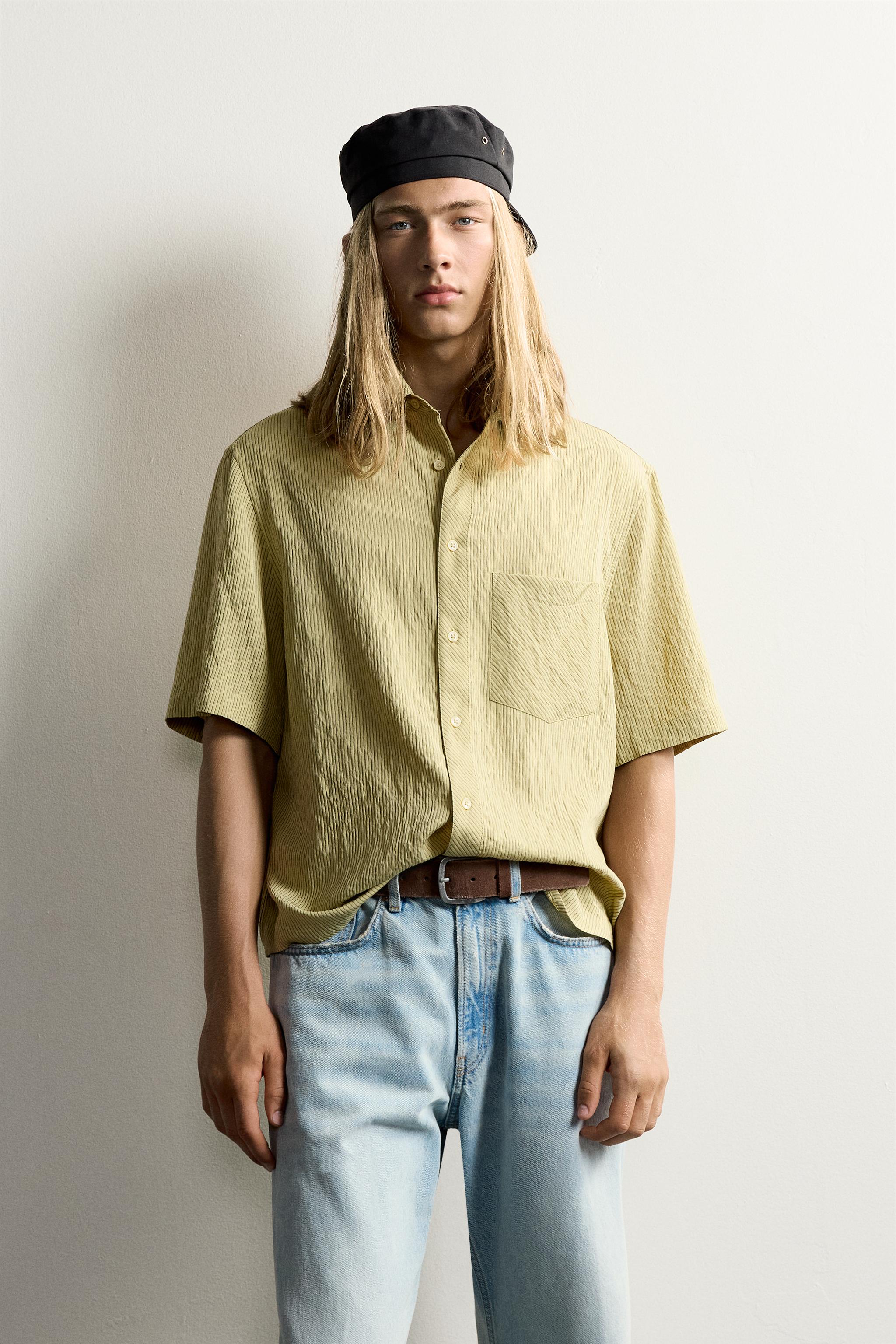 STRIPED JACQUARD BOXY FIT SHIRT
