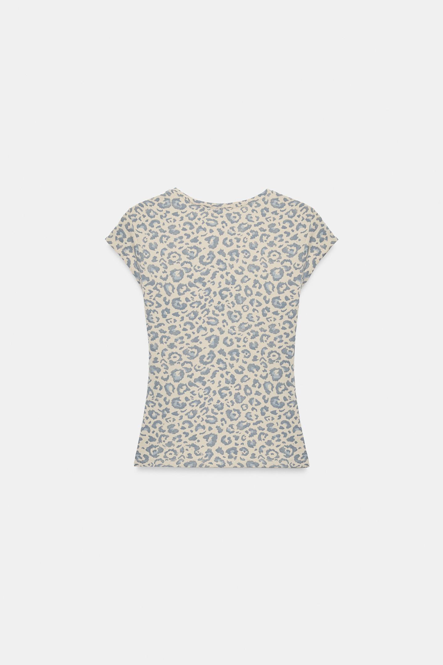 Женская футболка Zara Animal Print, цвет: Леопардовый — фото 6